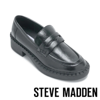 【STEVE MADDEN】ALLIED 皮革寬邊樂福鞋(黑色)