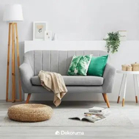 Dekoruma Jun Sofa Tamu Minimalis 2 Dudukan Kain / Sofa 2 Seater - Abu-abu Muda