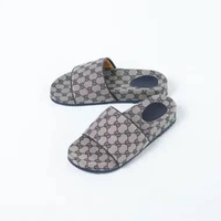 Sandal GUCCI GG EBONY MONOGRAM NAVY BEIGE SLIDE 100% ORIGINAL 43