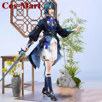 Cos-Mart Game Genshin Impact Xingqiu Cosplay Costume Deepavali Rain Melts Bamboo Skin New Year Outfit Party Role Play Clothing