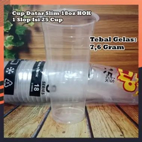 2 Slop Gelas Plastik Cup Datar Slim 18oz HOK - per slop isi 25 pcs