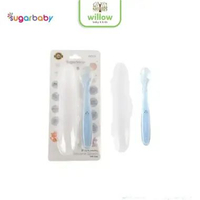 Sendok Makan Bayi - Sugar Baby Silicone Spoons 100% Healthy W/Case Blue