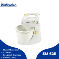 Mixer Kue Miyako SM-625 Stainless Steel 3.5L 190W 5 Kecepatan - Listrik