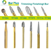 PRIMA WAVE Dental Tungsten Carbide Burs Trimming Finishing Bur 12 Bladed Gold Plated TF Dental Drill For High Speed Handpiece