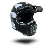 Helm Cakil Js Motif Lidah Api Vintage dengan Desain Khas/Helm Pria/Helm FullFace