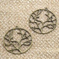 8pcs--Life Tree charms, Antique bronze Large Round Lucky Trees Charms Pendants 40x40mm