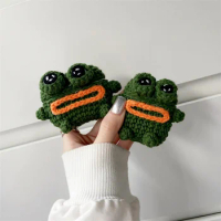 New Funny Hand Knitting Ugly Cute Frog Earphone Case For Airpods 3 Pro Cute Headphone Protective Soft Cover For Airpods 1 2 Case