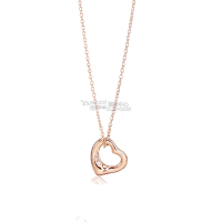 Tiffany&amp;Co. 經典愛心鑲3鑽18K玫瑰金項鍊(小)