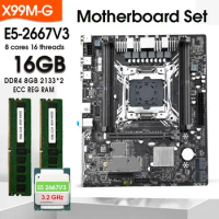 X99 M-G Motherboard Set Kit With Intel LGA2011-3 Xeon E5 2667 V3 CPU DDR4 16GB (2*8GB) 2133MHZ RAM Memory NVME M.2 SATA