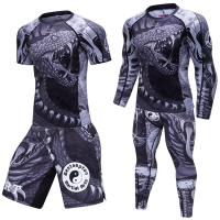 ชุดเสื้อและกางเกง MMA Rashguard สำหรับผู้ชาย Snake MMA Thair เสื้อยืด กางเกงขาสั้น BJJ ing 4 ชิ้น/ชุ