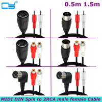 MIDI DIN 5pin to 2RCA Lotus Male to Female Audio Device Adapter Cable for Electrophonic Bang&amp;Olufsen, Naim, Quad. Stereo Systems