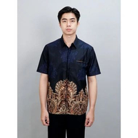 Swipe Up Kemeja Batik Pria Modern Lengan Pendek Charisma Black L Charisma DarkNavy PD