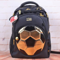 Australian Smiggle Gold Football 18th Anniversary Children's Students Lightweight Large Capacity Backpack, Pen Bag, Water Cup