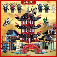 Ninja Mainan  Balok 500+pcs  Kuil Ninja, Merakit Sepeda Motor dan Ninja, Membuat Sendiri dengan Balo