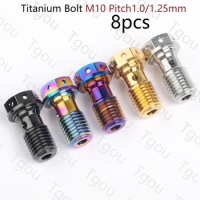Tgou Titanium Bolt M10 Pitch1.0/1.25mm Banjo Screws for Brembo Brake Line &amp; Single Hole Clutch Banjo 8pcs