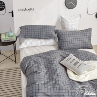 FOCA森活 加大-韓風設計100%精梳純棉三件式薄枕套床包組