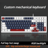 ECHOME Wired Mechanical Keyboard 98key Customized DIY E-sport Wired Gaming Keyboard All Key No Rush for Desktop Computer Laptop