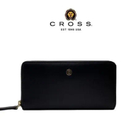 CROSS 限量1折 頂級NAPPA小牛皮拉鍊長夾 維納斯系列 全新專櫃展示品 (黑色 贈禮盒提袋)