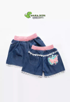 WAKAKIDS Wakakids Celana Pendek Anak Perempuan Hotpants Jeans West Rib Butterfly Renda 057 Vench