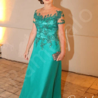 Mother Of The Bride Dresses for Wedding 2024 Short Sleeves Turquoise Green Applique Formal Holy Dinner Kurti Madrinha Farsali