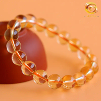 Gelang Citrine Asli 4567A Gelang Manik Citrine Kuning Gelap Perhiasan Batu Kristal Separuh Berharga 
