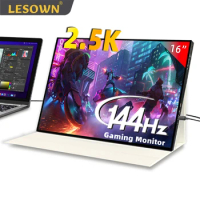 LESOWN Gaming Monitor 144Hz 2.5K Portable Ultrawide 16 inch Touchscreen 100%sRGB Type-C Laptop Screen Extender for PC Xbox PS4/5