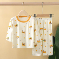 Bộ Đồ Ngủ Tencel Modal Mùa Hè, Bộ 2 Món, Tay Lửng Quần Áo Mặc Nhà Điều Hòa, Thoải Mái, Cho Trẻ Em