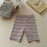 Girls' elastic thin cycling shorts, baby summer new ribbed striped underpants, children's pants