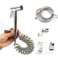 Hand Toilet bidet Sprayer Gun set kit Stainless Steel spring hose ass clean Anal Hand Faucet wc Shower Head for Self Cleaning