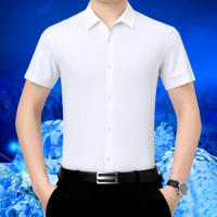 Plus Size T Shirt for Men 100% Silk Smart Casual Men's Shirts Polo Collar Men T-shirt Solid Oversized Shirt M-5XL Tops Xhl281