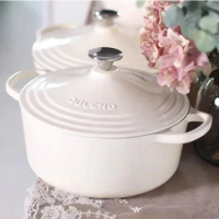 Flat Bottom Cast Iron Cooking Pot Pig Iron Enamel Stew Pot Suitable for Induction Cooker and Gas General Kitchen Pot