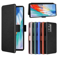 Vintage Carbon Fiber PC TPU Case For LG Wing 5G 2020 Flip Leather Wallet Phone Cover For LG Wing LGWing 5G Case 6.8"
