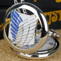 Unique Design Attack Titan Freedom Wings Clamshell Quartz Pocket Watch Men's and Women's Accessories Necklace Pendant Gift