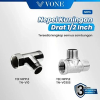 VONE Sambungan Nepel T Tee Volk Ring Drat 1/2 Inch Shower Kloset Kran Stainless Kuningan DN-V10 (DOU