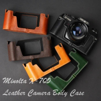 handwork Photo Camera Genuine leather cowhide Bag Body BOX Case For Minolta X-700 X-570 X-300 X-370 Protective sleeve box base