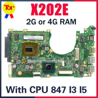 KEFU X202E Laptop Motherboard For ASUS X202 S200E X201E X201EP X201EV X202EP 1007U 847U I3 I5 2G OR 4G Mainboard 100% Working