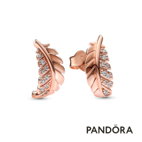 【Pandora官方直營】飄逸弧形羽毛針式耳環-絕版品