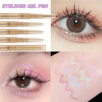 Shiny Glitter Eyeshadow Pen Eyeliner Pearlescent Matte Highlight Pen Waterproof Smudgeproof Brighten Silkworm Makeup Tool Novice
