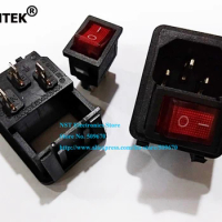 NCHTEK 10A 250V Red Light Power Socker Switch IEC 320 C14 3Pin Male Inlet Power Sockets Switch Connector Plug/Free Shipping/5PCS