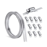 Hose Clamp Stainless Steel DIY Clamp Hose Clamp Pipe Hose 9.84Ft Adjustable Band with 10 Pieces Attachment
