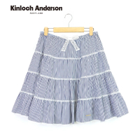 【Kinloch Anderson】輕甜浪漫條紋蝴蝶結層次蛋糕裙 舒適純天絲棉短裙 裙子 金安德森女裝(藏青色)