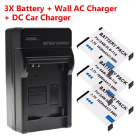 3 Pack SLB-11A Battery + Wall&amp;Car Charger for Samsung CL65 CL80 EX-1 EX1 HZ25W HZ30W ST1000