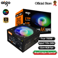 AIGO ak700pro 700W PC PSU cung cấp điện đơn vị màu đen chơi game yên tĩnh 120mm quạt RGB 110V 220V A
