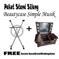 K&BC PAKET Beautycase Reguler L Simple Musik Bluethoot Stand Kaki Silang (X) - Koper Rias Pengantin 