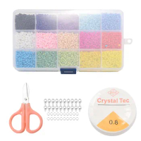 9000Pcs Glass Seed Beads 15 Multicolor Assortment Craft Seed Beads Pastel Pony Beads Assorted Kit with Organizer for Jewelry Mak