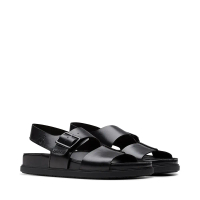 【Clarks】中縫線設計簡約時尚真皮涼鞋 (黑色)-UK 7.5