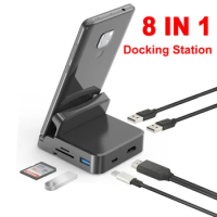 8 In 1 Type C HUB Docking Station Phone Stand Dex Pad Station USB C To HDMI-compatible USB SD TF Charger Adapter for For Samsung