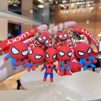 Marvel Superhero Spiderman Action Figure Keychains Cartoon Doll Avengers Iron Man Anime Bag Pendant Keyholder Car Key Chains Toy