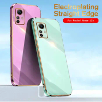 For Xiaomi Redmi Note 12S Case Plating Square Gold Frame Phone Coque Redmy Note 12 S S12 Note12S Soft Silicone Back Cover Funda