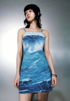 Urban Revivo Wave Printed Skinny Cami Dress